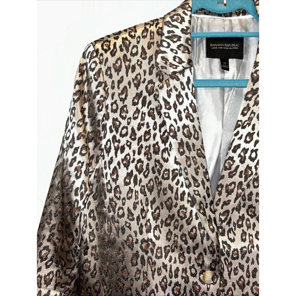 Banana Republic Womens 12 Long & Lean Leopard Print Blazer Career Whimsigoth - Picture 2 of 14